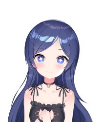 Rule 34 | + +, 1girl, bad id, bad pixiv id, bell, black bra, black hair, blue eyes, blush, bra, cat cutout, cat lingerie, choker, cleavage cutout, clothing cutout, commission, earrings, frilled bra, frills, highres, jewelry, jingle bell, long hair, looking at viewer, meme attire, neck bell, original, smile, solo, stud earrings, topu, underwear, upper body, white background