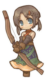 Rule 34 | 7010, blue eyes, bow (weapon), brown hair, chibi, lowres, solo, weapon