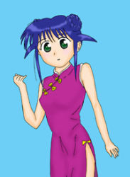 Rule 34 | 1girl, andou mahoro, artist request, blue hair, gainax, green eyes, lowres, mahoromatic, solo, tagme