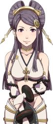 Rule 34 | 1girl, fire emblem, fire emblem fates, nintendo, official art, orochi (fire emblem), purple eyes, purple hair, simple background, stomach, upper body