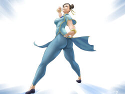 Rule 34 | 1girl, ass, bracelet, brown eyes, brown hair, capcom, chinese clothes, chun-li, jewelry, pants, slippers, smile, street fighter, street fighter 6, xauching, yoga pants