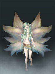 Rule 34 | 1girl, breasts, convenient censoring, great fairy (zelda), green hair, hair censor, pointy ears, small breasts, smile, solo, the legend of zelda, the legend of zelda: twilight princess, topless