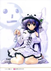 Rule 34 | green eyes, komatsu eiji, purple hair, sitting, snowman, solo, tagme, umbrella, white theme