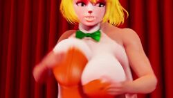 Rule 34 | 1boy, 1girl, 3d, animal costume, animal ears, animated, blonde hair, breasts, carrot (one piece), grabbing, grabbing another&#039;s breast, groping, large breasts, nipples, one piece, rabbit costume, rabbit girl, short hair, sound, tagme, video, wanereart3d
