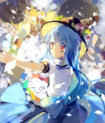 Rule 34 | 1girl, blue hair, hat, highres, hinanawi tenshi, long hair, lucky small pride, solo, touhou