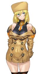 Rule 34 | 1girl, ashiomi masato, black pantyhose, blonde hair, blue eyes, breasts, covered navel, guilty gear, guilty gear strive, guilty gear xrd, hat, long hair, looking at viewer, millia rage, pantyhose, simple background, solo, white background