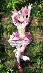 Rule 34 | 1girl, absurdres, highres, kaname madoka, looking at viewer, mahou shoujo madoka magica, open mouth, pink eyes, pink hair, puffy short sleeves, puffy sleeves, sengoku chidori, short sleeves, short twintails, smile, solo, twintails