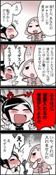 Rule 34 | ^^^, 2girls, 4koma, black hair, blonde hair, blush, comic, closed eyes, flapping, keuma, multiple girls, open mouth, original, ponytail, real life insert, scrunchie, smile, surprised, sweat, translation request, yue (chinese wife diary)