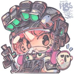 Rule 34 | 1girl, absurdres, chibi, dated, goddess of victory: nikke, helmet, highres, jrpencil, long hair, mask, mouth mask, pink hair, signature, soldier eg (nikke), solo, tactical clothes