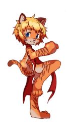 Rule 34 | 1girl, artist request, blonde hair, blue eyes, borrowed character, chinese clothes, fu-chan, furry, original, petite, short hair, tiger