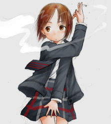 Rule 34 | barasui, cigarette, ichigo mashimaro, itou nobue, school uniform, serafuku, sketch, smoking, solo, uniform