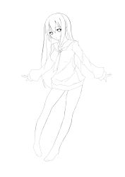Rule 34 | 1girl, absurdres, greyscale, highres, kagerou (shadowmage), lineart, long hair, monochrome, original, pantyhose, solo, very long hair