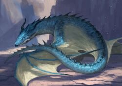 Rule 34 | blue eyes, blue scales, claws, closed mouth, commentary, dragon, highres, horns, looking at viewer, nasuno posi, no humans, original, tail, wings, wyvern