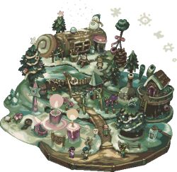 Rule 34 | 1girl, 1other, 3boys, blink (kaze no shuuchaku-eki), candle, christmas tree, faux figurine, house, lowres, multiple boys, original, pixel art, sled, snow, snowman, transparent background, tree