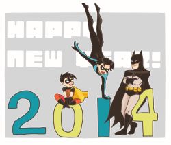 Rule 34 | 10s, 2014, 3boys, batman, batman (series), black hair, boots, brothers, bruce wayne, cape, dc comics, dick grayson, domino mask, family, father and son, gloves, gymnastics, handstand, happy new year, holiday, imo (ume syrop), male focus, mask, multiple boys, new year, nightwing, robin (dc), siblings, sitting, smile, tim drake, upside-down