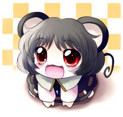 Rule 34 | 1girl, animal ears, chibi, female focus, full body, grey hair, jewelry, mouse ears, mouse tail, nazrin, pendant, red eyes, short hair, solo, tail, touhou, yume shokunin