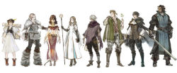 Rule 34 | 4boys, 4girls, alfyn (octopath traveler), blonde hair, boots, brown hair, cyrus (octopath traveler), dancer, earrings, everyone, gloves, h&#039;aanit (octopath traveler), hair over one eye, hat, hoop earrings, ikusy, jewelry, map, midriff, mole, mole under mouth, multiple boys, multiple girls, octopath traveler, octopath traveler i, official art, olberic eisenberg, ophilia (octopath traveler), poncho, primrose azelhart, sandals, scar, scarf, serious, smile, square enix, staff, sword, therion (octopath traveler), tressa (octopath traveler), weapon