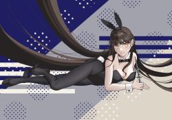 Rule 34 | 1girl, absurdly long hair, absurdres, animal ears, ass, bare shoulders, black bow, black bowtie, black footwear, black leotard, black pantyhose, bow, bowtie, breasts, brown hair, fake animal ears, fake tail, full body, glint, high heels, highres, holding, holding knife, knife, leotard, long hair, looking at viewer, medium breasts, original, pantyhose, playboy bunny, rabbit tail, smile, solo, suzuohkami, tail, very long hair, white wrist cuffs, wrist cuffs, yellow eyes