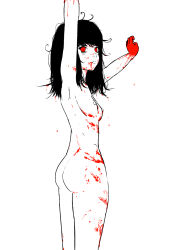 1girl ass black_hair blood blood_on_face blood_on_hands breasts highres lena_miaou red_eyes small_breasts