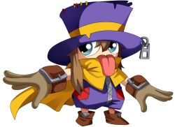 Rule 34 | 1girl, a hat in time, belt, blue eyes, digimon, digimon (creature), female focus, hat, hat kid, looking at viewer, original, solo, tongue, tongue out