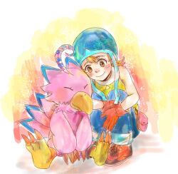 Rule 34 | 1boy, beak, claws, digimon, digimon (creature), hat, looking at another, smile, takenouchi sora