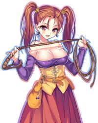 Rule 34 | 1girl, bare shoulders, breasts, cleavage, dragon quest, dragon quest viii, dress, earrings, highres, jessica albert, jewelry, large breasts, skirt, solo, twintails