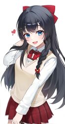 Rule 34 | black hair, blue eyes, long hair, looking at viewer, simple background, smile, solo, standing, stellive, virtual youtuber, youwon0417