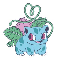 animal_focus claws creatures_(company) fangs full_body game_freak gen_1_pokemon heart heart_of_string ivysaur looking_at_viewer nintendo no_humans open_mouth plant pokemon pokemon_(creature) simple_background solo soymilkoc standing transparent_background vines