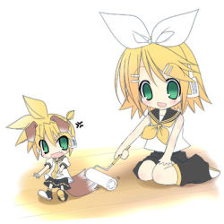 Rule 34 | 1boy, 1girl, brother and sister, chibi, kagamine len, kagamine rin, lowres, paco, siblings, twins, vocaloid