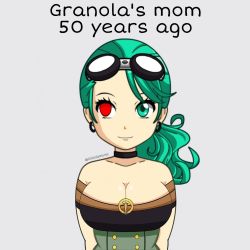 Rule 34 | 1girl, alternate breast size, artist request, breasts, cleavage cutout, clothing cutout, dragon ball, dragon ball super, green hair, heterochromia, highres, lips, long hair, looking away, muezli, no humans, ponytail, shiny skin, simple background, smile, upper body