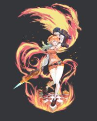 Rule 34 | 1girl, bird, black background, breasts, fire, fried chicken, full body, highres, holding, holding weapon, hololive, hololive english, kfp, large breasts, long hair, looking at viewer, miniskirt, multicolored hair, phoenix, red eyes, shield, simple background, skirt, solo, sword, takanashi kiara, thighhighs, two-tone hair, virtual youtuber, weapon, white thighhighs, zettai ryouiki