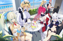 Rule 34 | 6+girls, apron, artoria caster (fate), artoria caster (swimsuit) (fate), artoria caster (swimsuit) (first ascension) (fate), artoria pendragon (fate), baobhan sith (fate), baobhan sith (swimsuit pretender) (fate), baobhan sith (swimsuit pretender) (third ascension) (fate), bare shoulders, barghest (fate), barghest (swimsuit archer) (fate), barghest (swimsuit archer) (second ascension) (fate), baseball cap, bikini, black bikini, black dress, black jacket, blonde hair, blue eyes, blue hair, blush, braid, breasts, bridal gauntlets, chair, circlet, cleavage, cnoc na riabh (fate), cnoc na riabh (swimsuit foreigner) (fate), collared dress, cropped jacket, cup, cupcake, detached collar, detached sleeves, doughnut, dress, fate/grand order, fate (series), flower, food, forked eyebrows, french braid, gloves, gold trim, green eyes, grey eyes, hair flower, hair ornament, hair ribbon, hat, heterochromia, high ponytail, highres, horns, huge breasts, jacket, large breasts, leggings, long hair, long skirt, long sleeves, looking at viewer, maid, maid headdress, medb (fate), medium breasts, medium hair, melusine (fate), melusine (swimsuit ruler) (fate), melusine (swimsuit ruler) (first ascension) (fate), morgan le fay (fate), morgan le fay (water princess) (fate), multiple girls, navel, pink hair, pointy ears, ponytail, pubic tattoo, puffy long sleeves, puffy sleeves, red eyes, ribbon, saucer, shrug (clothing), side ponytail, sidelocks, sitting, skirt, small breasts, swimsuit, table, tattoo, tea, teacup, thighhighs, thighlet, thighs, tiered tray, twin braids, twintails, untue, very long hair, white apron, white bikini, white gloves, white hair, white hat, white jacket, white skirt, white thighhighs, yellow eyes