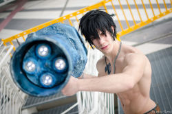 Rule 34 | 1boy, absurdres, black hair, cosplay, fairy tail, giulio nardozzi, gray fullbuster, highres, jewelry, male focus, matteo rossi, necklace, photo (medium), topless male, solo, tattoo