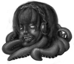 Rule 34 | creepy, empty eyes, finfia, greyscale, horror (theme), megurine luka, monochrome, takoluka, tentacles, vocaloid