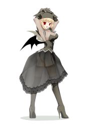 Rule 34 | bat wings, blonde hair, boots, breasts, cleavage, demon girl, elbow gloves, full body, garter belt, gloves, hat, high heel boots, high heels, huge breasts, large breasts, lingerie, mabinogi, red eyes, see-through, short hair, skirt, solo, standing, succubus (mabinogi), thigh boots, thighhighs, transparent background, underwear, wings, zettai ryouiki