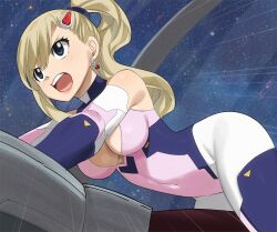 Rule 34 | 1girl, breasts, cleavage, colorized, eden&#039;s zero, gaston18, highres, large breasts, long hair, mashima hiro, ponytail, rebecca bluegarden, solo