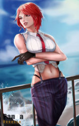 Rule 34 | 1girl, absurdres, breasts, gloves, highres, large breasts, midriff, navel, red eyes, red hair, snk, tagme, the king of fighters, vanessa (kof)