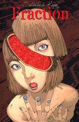 Rule 34 | bleeding, blonde hair, blood, blue eyes, blue nails, bob cut, cover, cover page, covering privates, covering breasts, ero guro, guro, kago shintaro, kago shintarou, lowres, manga cover, nude, scared, sliced