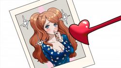 Rule 34 | 1girl, blue eyes, brown hair, charlotte pudding, extra ears, md5 mismatch, one piece, photo (object), resolution mismatch, rita ya, sanji (one piece), simple background, solo, source larger, third eye