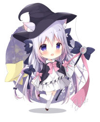Rule 34 | 1girl, :o, akatsuki (ytkg5558), animal ears, artist name, black bow, black jacket, blush, bow, bowtie, brown footwear, cat ears, cat girl, cat tail, chibi, chinese commentary, commentary request, fang, full body, grey hair, halloween, hat, highres, holding, holding staff, jacket, leg up, long hair, looking at viewer, multicolored hair, open mouth, original, pink bow, pink bowtie, pink hair, pleated skirt, purple eyes, shirt, simple background, skirt, sleeves past fingers, sleeves past wrists, solo, staff, standing, streaked hair, tail, tail bow, tail ornament, thick eyebrows, thighhighs, white background, white shirt, white skirt, white thighhighs, wide sleeves, witch, witch hat, zettai ryouiki