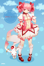 Rule 34 | 10s, gloves, highres, kaname madoka, kyubey, mahou shoujo madoka magica, mahou shoujo madoka magica (anime), mhk (mechamania), pink eyes, pink hair, short hair, short twintails, twintails