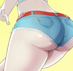 Rule 34 | 1girl, ass, from behind, head out of frame, highres, legs, lower body, midriff, neucia, persona, persona 5, persona 5 scramble: the phantom strikers, shiny skin, shorts, solo, tagme, takamaki anne, thighs