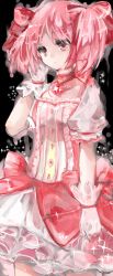 Rule 34 | 10s, 1girl, bad id, bad pixiv id, choker, gloves, ichi (antonym), kaname madoka, magical girl, mahou shoujo madoka magica, mahou shoujo madoka magica (anime), pink eyes, pink hair, puffy sleeves, short hair, short twintails, solo, sparkle, twintails, white gloves