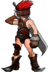 Rule 34 | 00s, 1boy, blank (ff9), boots, final fantasy, final fantasy ix, fur trim, gloves, male focus, prairie-wolf, red eyes, scar, simple background, solo, sword, weapon, white background