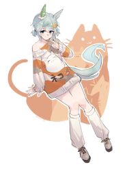 Rule 34 | 1girl, absurdres, animal ears, aqua eyes, arm support, closed mouth, full body, grey hair, hair ornament, hairclip, highres, horse ears, horse girl, horse tail, index finger raised, invisible chair, long sleeves, looking at viewer, loose socks, off shoulder, outline, saramiao-chan, seiun sky (umamusume), shoes, short hair, sitting, sleeves past wrists, smile, socks, solo, sweater, tail, umamusume, white outline, white socks