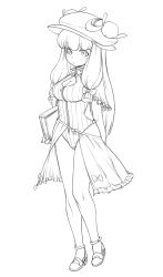 Rule 34 | 1girl, adapted costume, book, bow, breasts, capelet, cleavage, cleavage cutout, clothing cutout, crescent, female focus, greyscale, hair bow, hat, kuontendou, lineart, long hair, monochrome, patchouli knowledge, sarong, solo, swimsuit, touhou, zipper