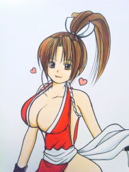 Rule 34 | 1girl, breasts, brown hair, fatal fury, large breasts, rei (smile8110), shiranui mai, smile, snk, the king of fighters