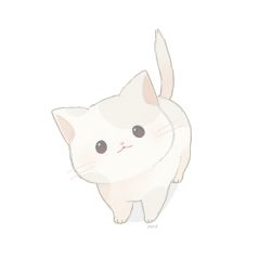 Rule 34 | :3, animal focus, ayu (mog), brown eyes, cat, full body, head tilt, looking at viewer, no humans, original, simple background, smile, white background