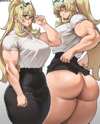 Rule 34 | 1girl, absurdres, ass, barghest (fate), biceps, blonde hair, breasts, cromwellb, fate/grand order, fate (series), green eyes, highres, horns, large breasts, long hair, looking at viewer, looking back, multiple views, muscular, muscular female, thick thighs, thighs, wide hips