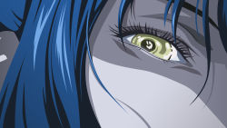Rule 34 | 00s, 1girl, amane misa, anime screenshot, blue hair, close-up, death note, female focus, highres, screencap, shadow, solo, third-party edit, wallpaper, yellow eyes